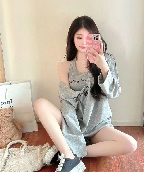 DEVICE tシャツ ナンバリング ロゴ レイヤード 韓国 ストリート