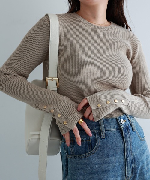 【 極美品 】 ベルルッティ　リブニット　セーター　長袖　肩ボタン　レザーパッチ andme（アンドミー） ニット セーター 「新色追加」袖ボタン無地