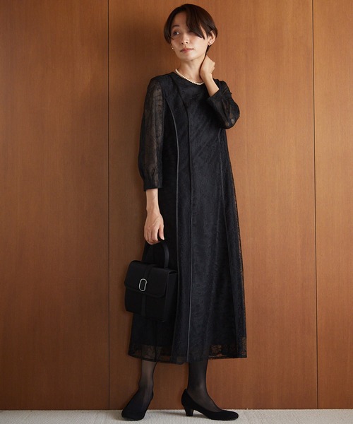 フォルムフォルマ（form forma）/【喪服・礼服】ノーカラージャケット＆レースワンピース/セットアップスーツ/ブラックフォーマル form forma（フォルムフォルマ） セットアップ 「喪服・礼服」ノー