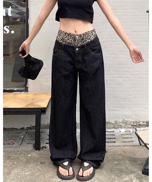アイレネ　Waist Denim Pants ダブルウエスト デニムパンツ アイレネ - IRENE | W Waist Denim Pants (BLACK)-Black-34の