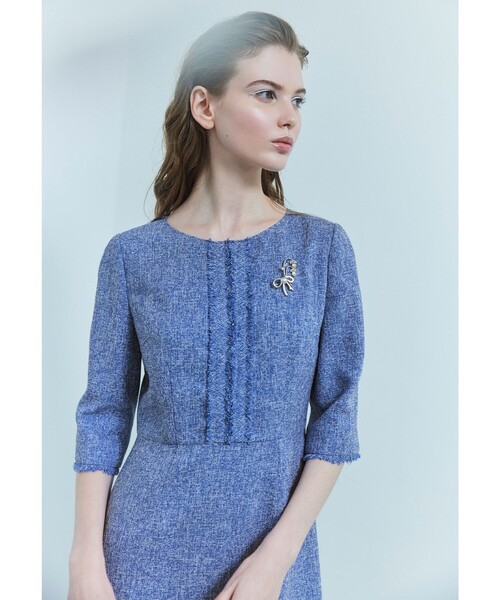 トッカ　MIST TWEED　ひざ丈ワンピース 七分袖 TOCCA（トッカ） ワンピース MIST TWEED ドレス : ZOZOTOWN Yahoo!店