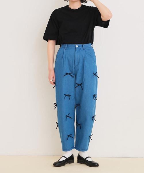 I am in fact パンツ ○Ribbon デニムパンツ レディース