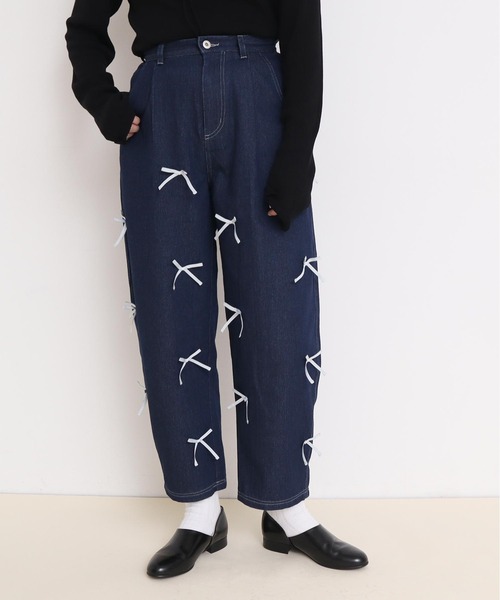 I am in fact パンツ ○Ribbon デニムパンツ レディース