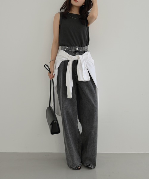 Freesia（andme） ジーンズ デニム デニムパンツ タックデニムワイド