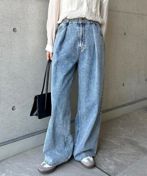 Freesia ジーンズ デニム デニムパンツ タックデニムワイドパンツ