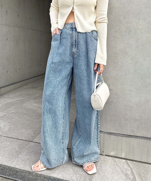 Freesia ジーンズ デニム デニムパンツ タックデニムワイドパンツ