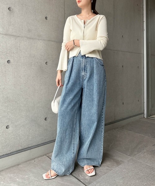 Freesia ジーンズ デニム デニムパンツ タックデニムワイドパンツ