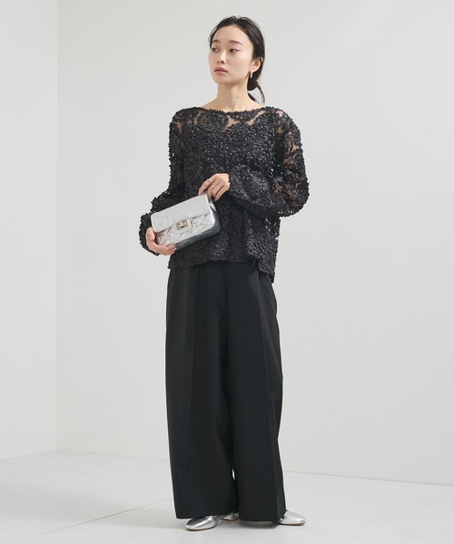 じろ1853 新製品のパンツ UME-T0013PW サルバム sulvam 2 Tucked Wide Pants （Black） -FASCINATE