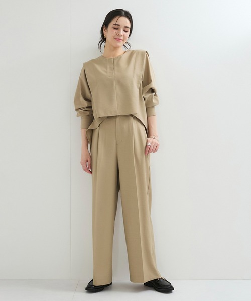 じろ1853 新製品のパンツ UME-T0013PW サルバム sulvam 2 Tucked Wide Pants （Black） -FASCINATE