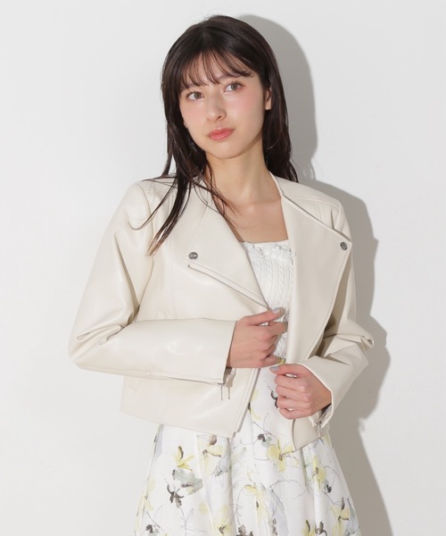 JILLSTUART - ジルスチュアートライダース JILL by STUART レザージャケット ライダース ノーカラー