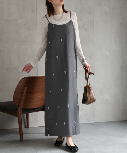 刺繍キャミワンピース sakishimatokyo ワンピース フラワー刺繍 キャミワンピース/flower