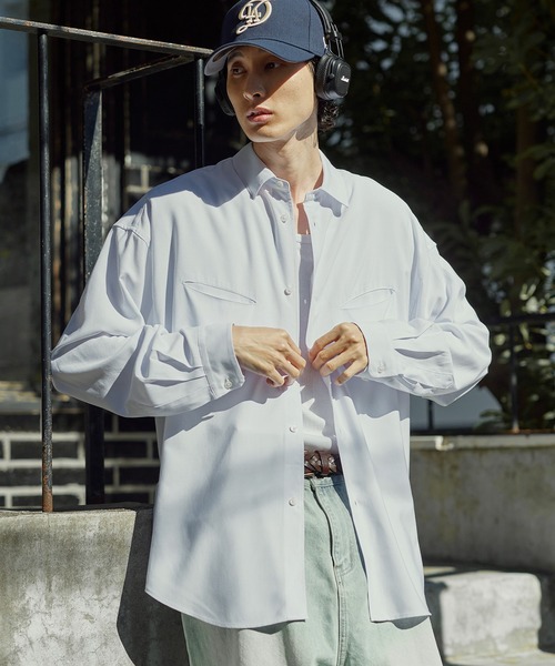 Bleme シャツ リラクシー スラッシュポケット レギュラーカラーシャツ