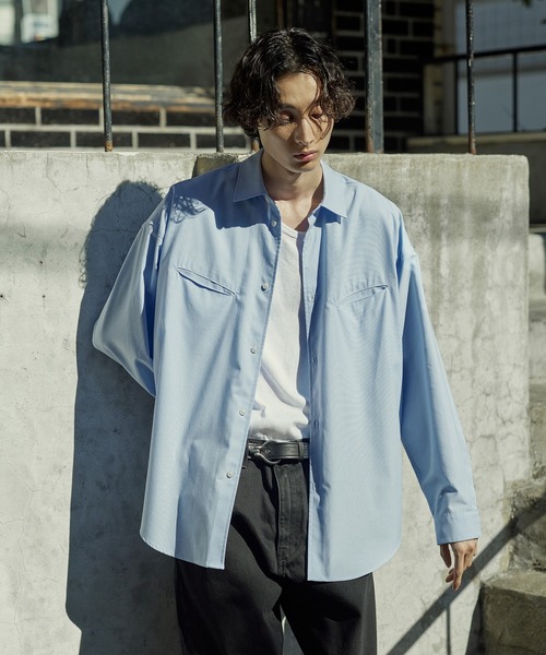 Bleme シャツ リラクシー スラッシュポケット レギュラーカラーシャツ