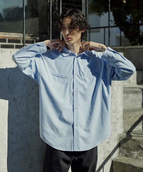 Bleme シャツ リラクシー スラッシュポケット レギュラーカラーシャツ