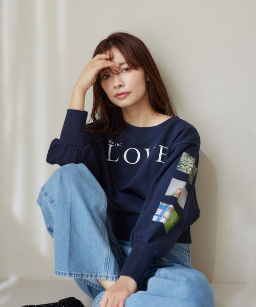 美品　ボリュームスウェット moment+ トレーナー スウェット 裏毛バックロゴ刺繍スウェットプル