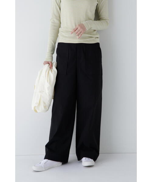 HUMANWOMAN パンツ PE/C/麻ストレッチパンツ | human woman（ヒューマンウーマン