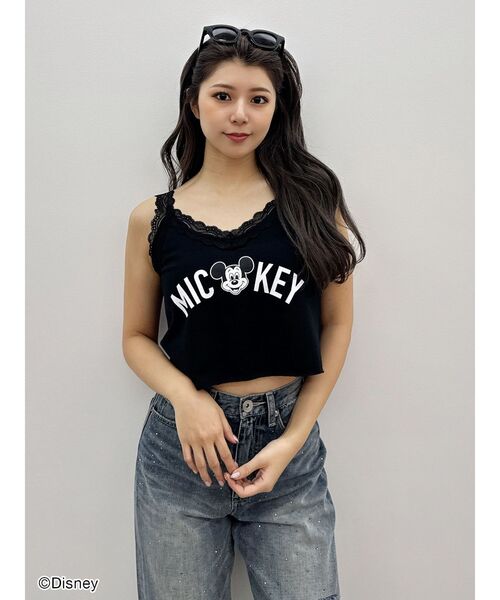 トップス miki GYDA タンクトップ ノースリーブ Mickey Mouse / レースデザイン