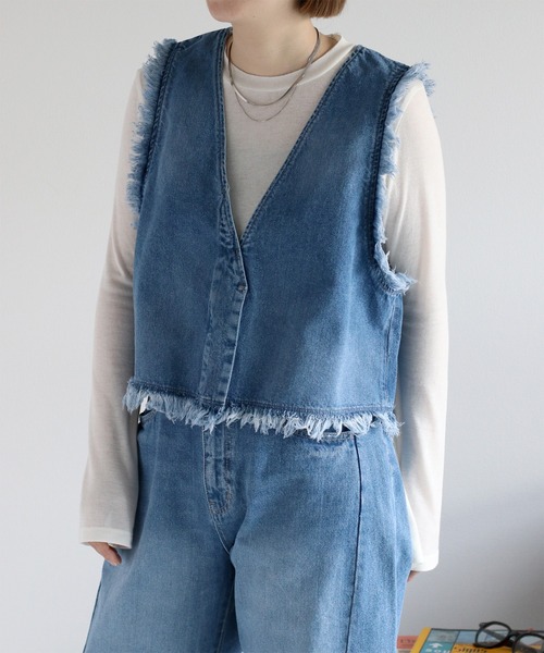 ベスト ジレ デニムフリンジベスト レディース ベスト ジレ デニムフリンジベスト レディース : ZOZOTOWN Yahoo