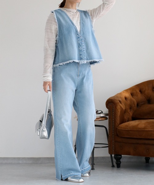 ベスト ジレ デニムフリンジベスト レディース ベスト ジレ フリンジデニムベスト レディース : ZOZOTOWN Yahoo