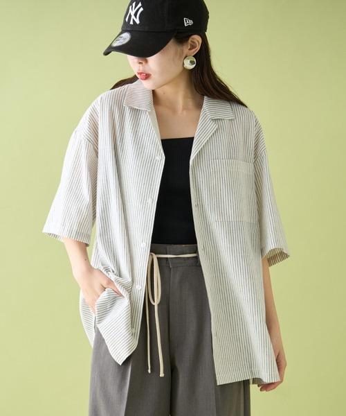 未使用新品！日本製 Cosi Fan Tutte クラシック ストライプ柄シャツ chuclla｜ストライプシャツデザイン スキッパートップス