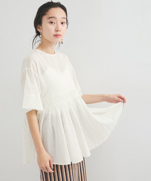あさぎーにょ チュニック 【ホワイト】 le cercle ADAM ET ROPE' ブラウス シャツ 半袖 KHADIチュニック
