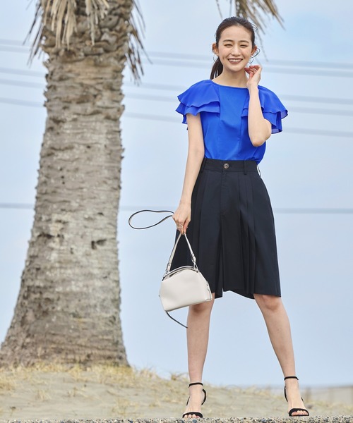 tシャツ 洗える ストレッチ ｜ シアー ダブル フリル ケープ Tシャツ ｜ レディース きれいめカジュアル 通勤 半袖 おしゃれ きれいめ カジュ RUIRUE BOUTIQUE tシャツ 洗える ストレッチ ｜ シアー ダブル