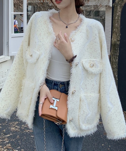 AMAJI」 ニットカーディガン FREE オフホワイト レディース : ZOZOTOWN