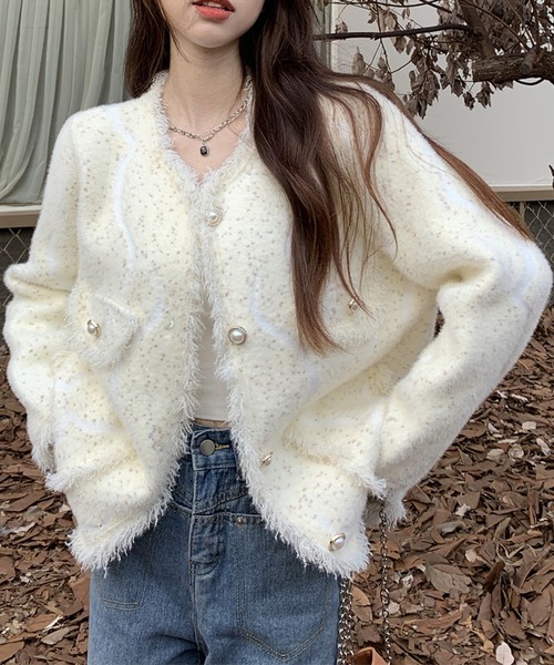 セール！エムズグレイシー　袖モチーフ入りカーディガン　白　40サイズ 楽天市場】エムズグレイシー カーディガンの通販