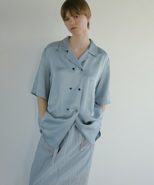 MANOF ブラウス MANOF（マノフ） ブラウス シャツ SATIN OVER SHIRTS レディース