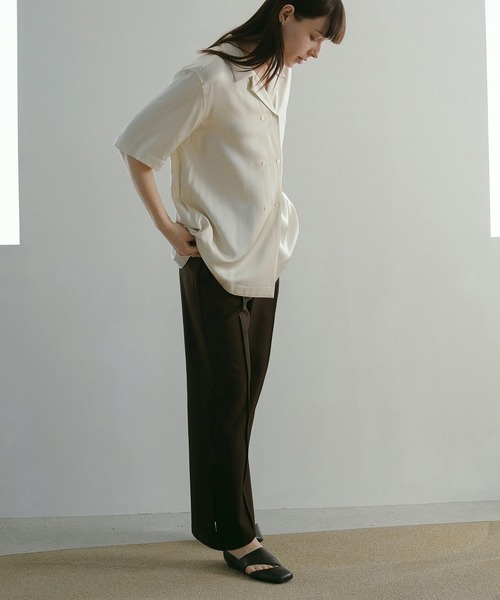 MANOF（マノフ） ブラウス シャツ SATIN OVER SHIRTS レディース