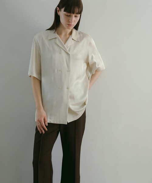 MANOF（マノフ） ブラウス シャツ SATIN OVER SHIRTS レディース