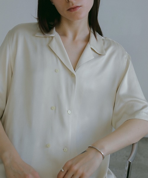 MANOF（マノフ） ブラウス シャツ SATIN OVER SHIRTS レディース