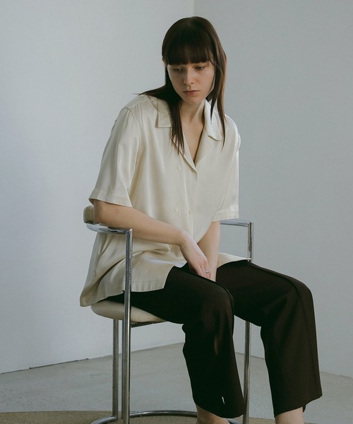 MANOF（マノフ） ブラウス シャツ SATIN OVER SHIRTS レディース