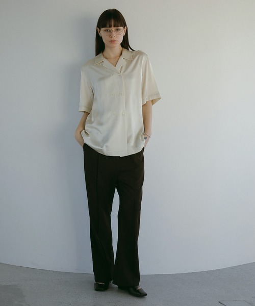 MANOF（マノフ） ブラウス シャツ SATIN OVER SHIRTS レディース