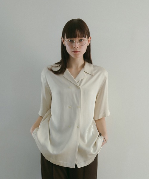 MANOF（マノフ） ブラウス シャツ SATIN OVER SHIRTS レディース