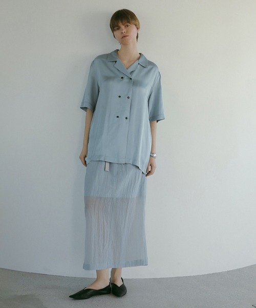 MANOF（マノフ） ブラウス シャツ SATIN OVER SHIRTS レディース
