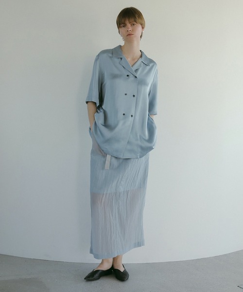 MANOF ブラウス MANOF（マノフ） ブラウス シャツ SATIN OVER SHIRTS レディース