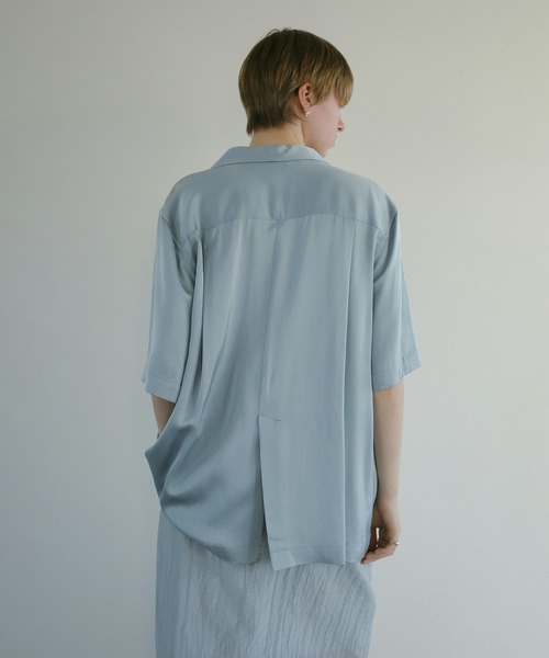 MANOF ブラウス MANOF（マノフ） ブラウス シャツ SATIN OVER SHIRTS レディース