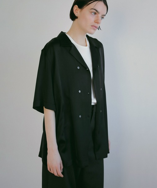 MANOF（マノフ） ブラウス シャツ SATIN OVER SHIRTS レディース
