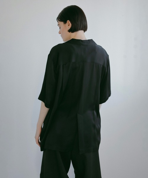 MANOF（マノフ） ブラウス シャツ SATIN OVER SHIRTS レディース