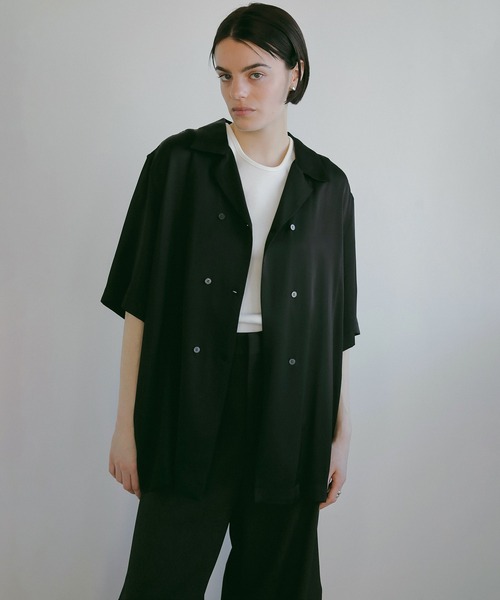 MANOF（マノフ） ブラウス シャツ SATIN OVER SHIRTS レディース