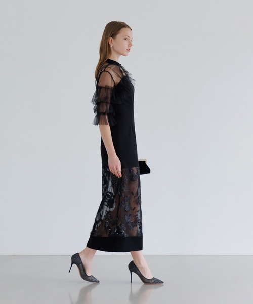 Leja ドレス 「LEJA」フリルボレロフラワーレースIラインドレス