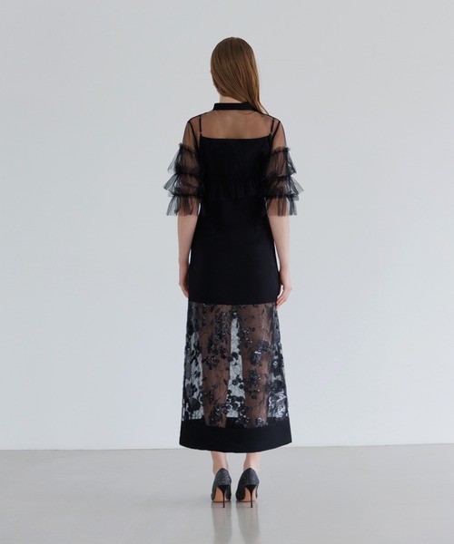 Leja レースパーティードレス♡ Leja ドレス 「LEJA」美脚効果ハイウエストチュールレース