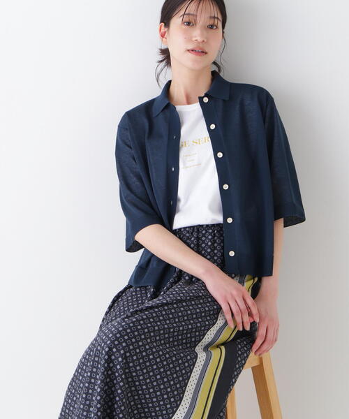 25SS ヒューマンウーマン　HUMAM WOMAN シアー半袖カーディガン human woman（ヒューマンウーマン） カーディガン 半袖