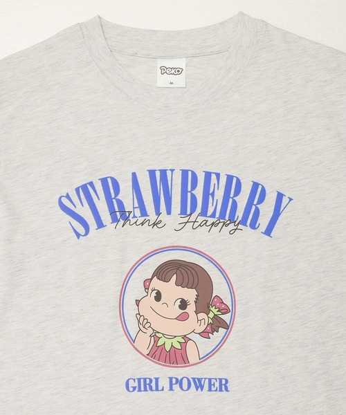 新品未使用　ペコちゃん　Tシャツ  半袖Tシャツ  バックプリント　ユニセックス ペコちゃん PEKO ユニセックス半袖Tシャツ ライトイエロー
