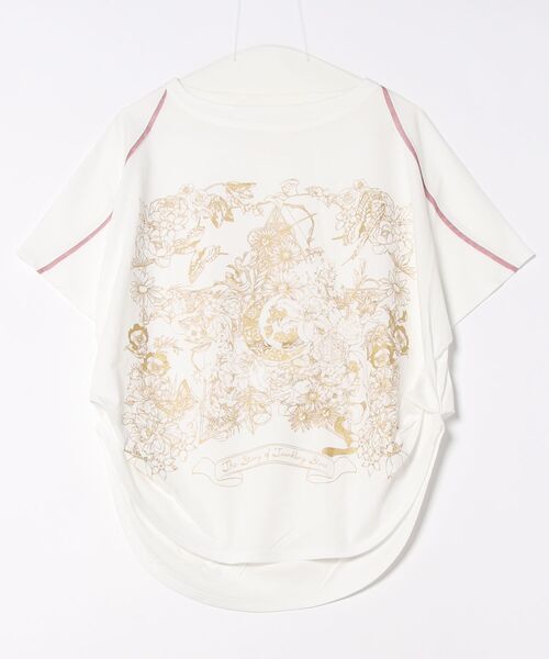 iS ScoLar tシャツ 552239：星座と花の箔ラバープリント