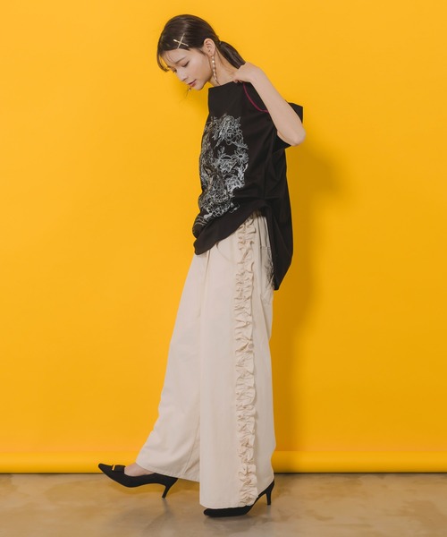552239：星座と花の箔ラバープリントチュニック（Tシャツ