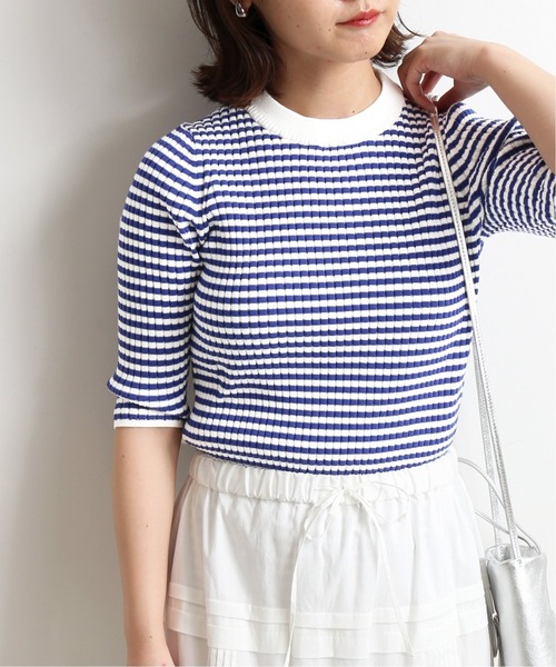 「SLOBE IENA」 7分袖ニット FREE ブルー レディース