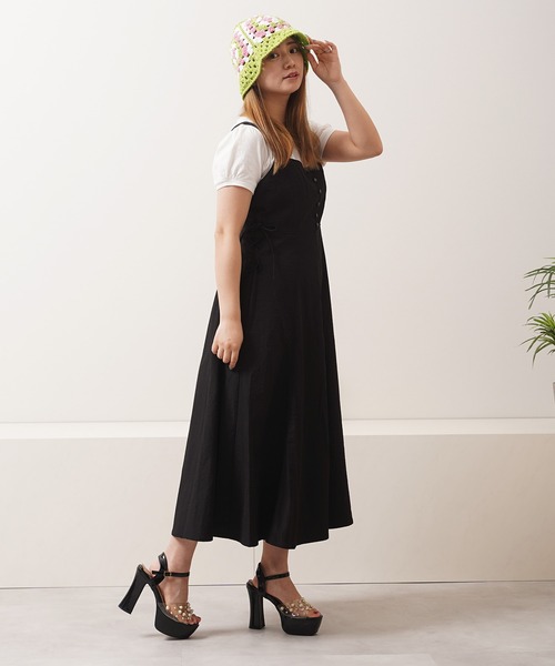レースアップ ノースリーブ ワンピース ブラック ワンピース 夏 レースアップ / Racing-up dress : ZOZOTOWN Yahoo!店