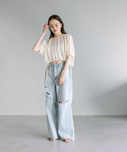 「mystic」 半袖ブラウス FREE アイボリー レディース_画像2